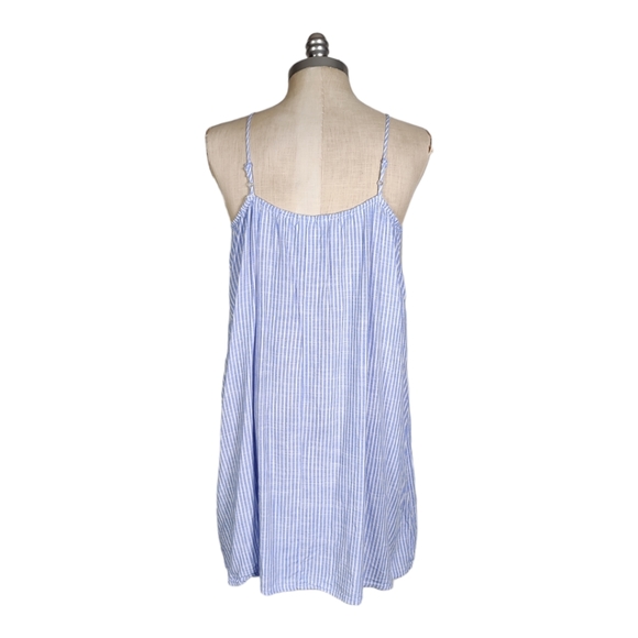 H&M Blue White Strip Sun Dress Small Spring Summer Adjustable Straps - Picture 2 of 6